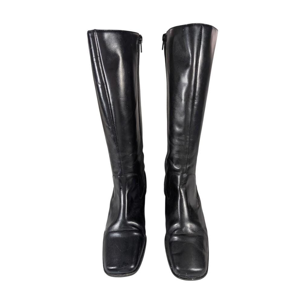 LIFESTRIDE! BLACK VEGAN LEATHER LOW HEEL, SQUARE TOE,V ZIPPER BOOTS! SZ 9.5M - Picture 4 of 11